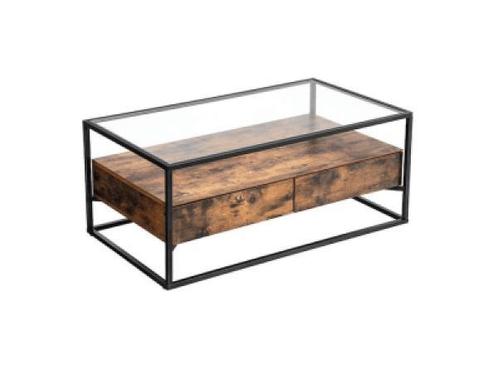 Veiling - Salontafel  - Glas - Hout - 120x60x45, Huis en Inrichting, Tafels | Salontafels, Nieuw