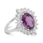 Ring - 18 karaat Witgoud - 6.49ct. tw. Granaat - Diamant, Nieuw