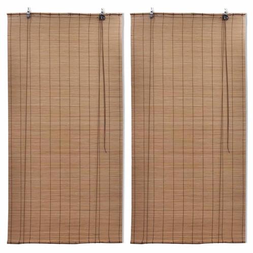 vidaXL Rolgordijnen 2 st 100x160 cm bamboe bruin, Huis en Inrichting, Stoffering | Gordijnen en Lamellen, Nieuw, Verzenden