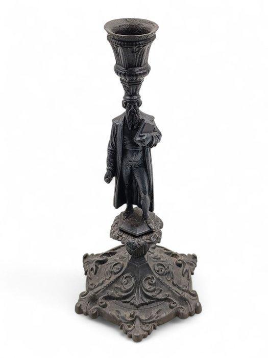 Kandelaar - Gietijzer - Geleerde figuur uit de negentiende, Antiek en Kunst, Antiek | Overige Antiek