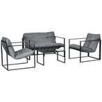 TRUUSK Tuinmeubelset - Glazen Tafel, 2 Fauteuils, Weerbesten, Verzenden, Nieuw