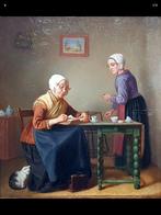 Johannes Helder (1842-1913) - Moeder en dochter in interieur, Antiek en Kunst