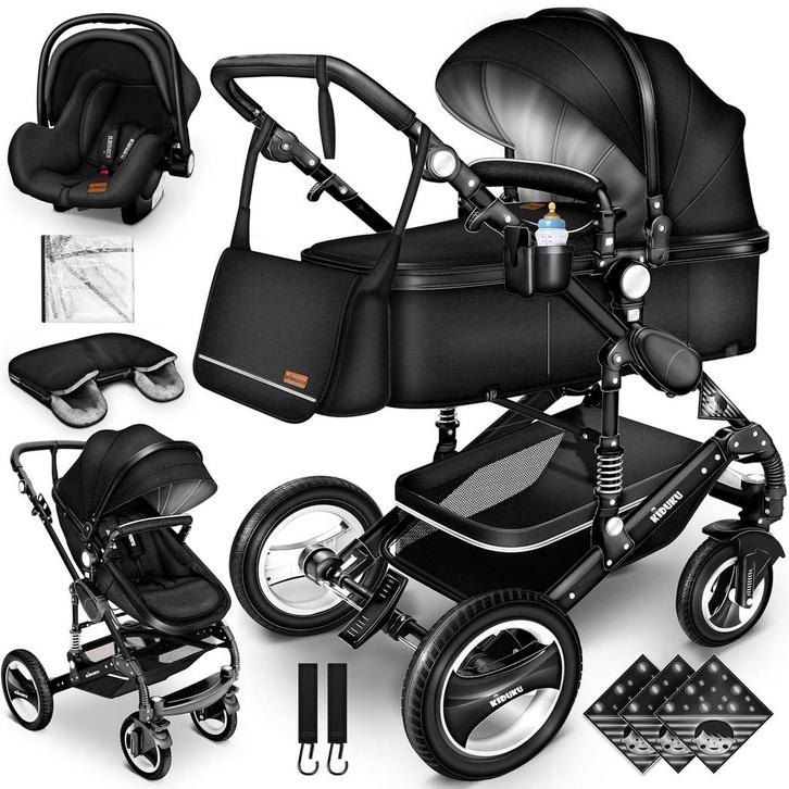 Kinderwagen 3 in 1 - Buggy - Wandelwagen - Kinderbuggy - Zwa, Kinderen en Baby's, Kinderwagens en Combinaties, Nieuw, Verzenden