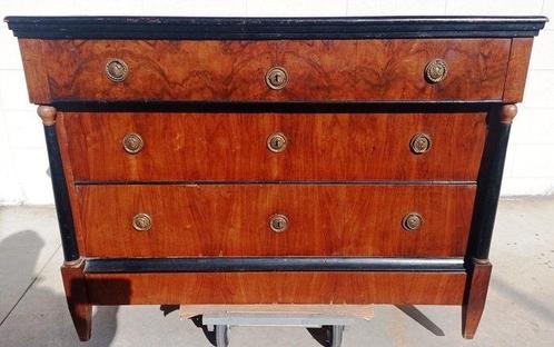 Commode - Bois, Ronce de noyer - Empire autrichien, Antiek en Kunst, Antiek | Overige Antiek