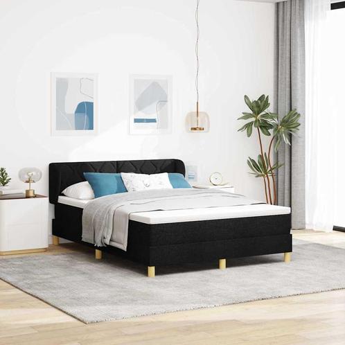 vidaXL Boxspringbed met Matras Crème 90x200 cm Stof Zwart, Huis en Inrichting, Slaapkamer | Bedden, Nieuw, Verzenden