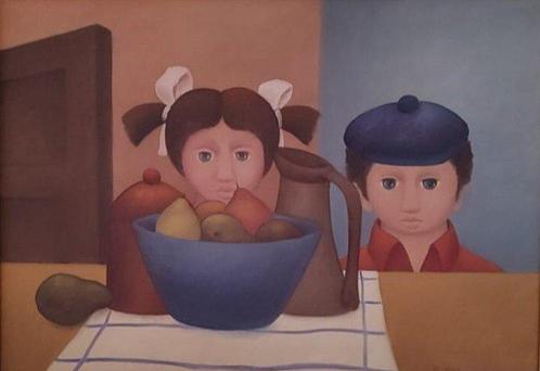 Roberto Masi (1940-2011) - I due fratellini, Antiek en Kunst, Kunst | Schilderijen | Modern