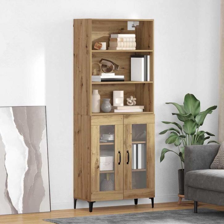 vidaXL Highboard Artisan Eiken 69,5 x 34 x 180 cm Bewerkt, Huis en Inrichting, Kasten | Dressoirs, Nieuw, Verzenden