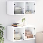 vidaXL Wandkasten met glazen deuren 2 st 68,5x37x35 cm wit, Huis en Inrichting, Kasten | Overige, Verzenden, Nieuw