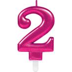 Kaars 2 Jaar Roze 8cm, Verzenden, Nieuw