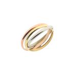 Tricolor gouden trinity pinkring (witgoud, trinity ring), Handtassen en Accessoires, Ringen, Gebruikt, Overige kleuren, Ophalen of Verzenden