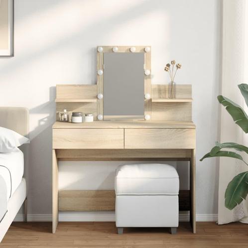 vidaXL Coiffeuse avec LED chêne sonoma 100x40x130 cm, Maison & Meubles, Tables | Coiffeuses, Neuf, Envoi