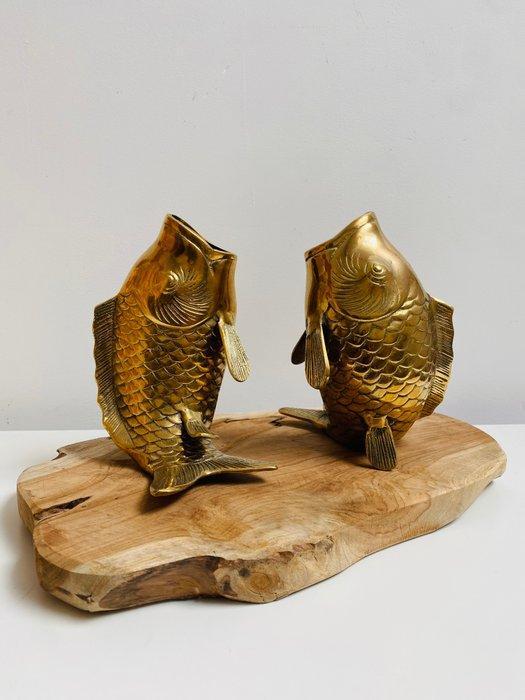sculptuur, Vase Carpe Koi - 18 cm - Messing, Antiek en Kunst, Kunst | Designobjecten