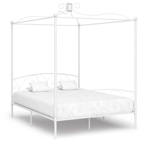 vidaXL Hemelbedframe metaal wit 180x200 cm, Huis en Inrichting, Slaapkamer | Bedden, Nieuw, Verzenden