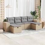 vidaXL 6-delige Loungeset met kussens poly rattan beige, Verzenden, Loungeset