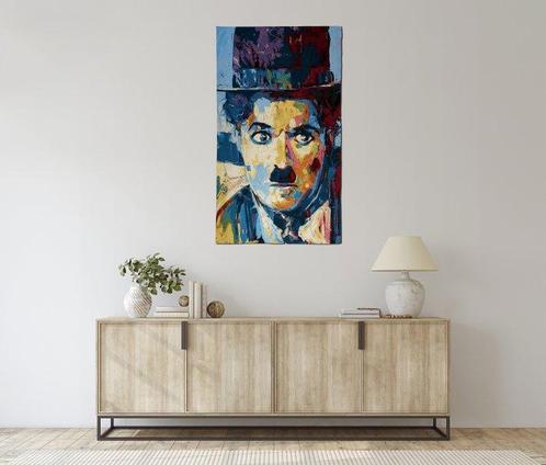 1,20 x 0,70 METER !!! Charlie Chaplin - Prachtig portret op, Antiek en Kunst, Antiek | Tapijten, Tafelkleden en Textiel