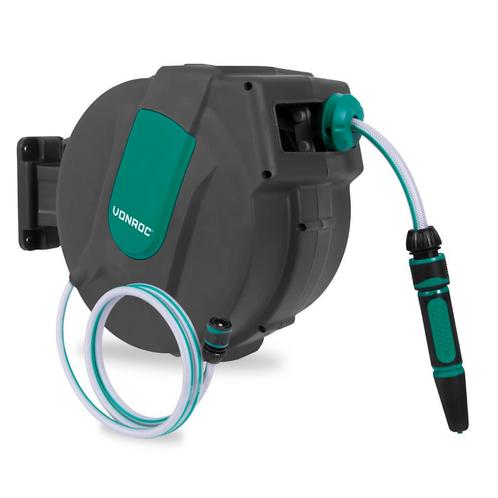Automatische slanghaspel – Incl. 15m tuinslang, spuitstuk en, Tuin en Terras, Tuinslangen, Nieuw, Verzenden