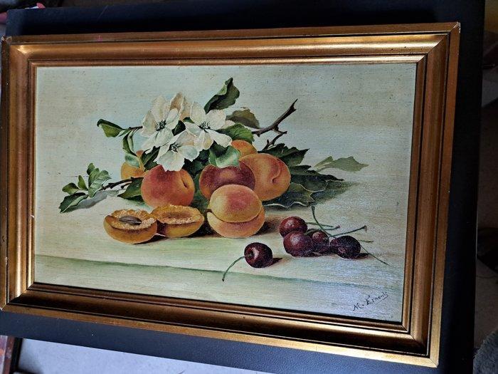 M. Ernault - Nature morte fleurs fruits, Antiek en Kunst, Kunst | Schilderijen | Klassiek