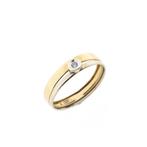 Bicolor gouden ring met zirconia, Handtassen en Accessoires, Ringen, Gebruikt, Overige kleuren, 19 tot 20, Ophalen of Verzenden