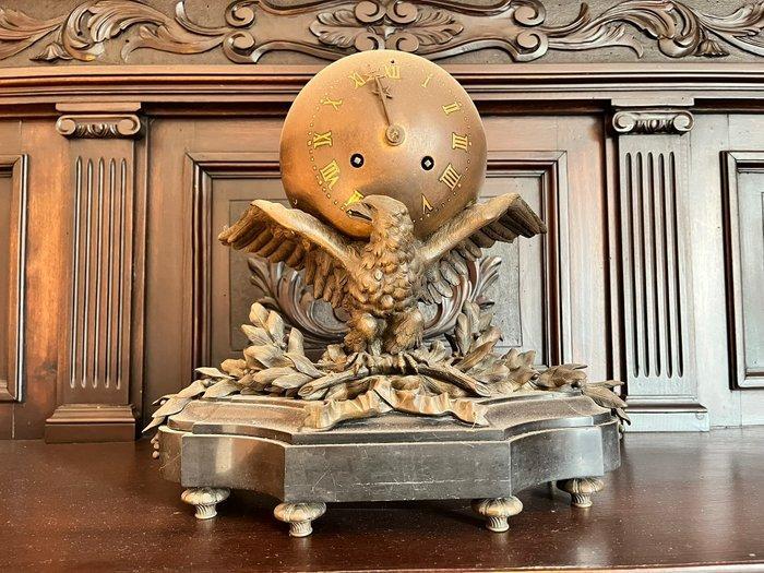 Staande klok - Brons - 1900-1910 - Adelaar op marmer, Antiek en Kunst, Antiek | Klokken