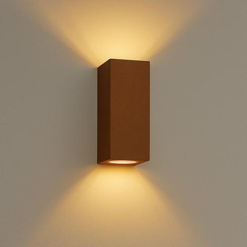 Wandverlichting modern Geo Up&amp;Down Muurlamp Corten, Tuin en Terras, Buitenverlichting, Minder dan 50 watt, Nieuw, Overige materialen