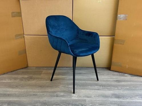 Veiling - Armstoel Cal (set van 4) Velvet - Velours - Blauw, Huis en Inrichting, Stoelen