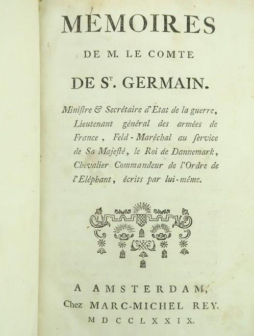 Claude-Louis, comte de St Germain [abbé de la Montagne] -, Antiek en Kunst, Antiek | Boeken en Manuscripten