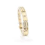 Bicolor gouden fantasie schakel armband | 19 cm (witgoud), Ophalen of Verzenden, Gebruikt, Overige kleuren, Goud