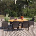 vidaXL 7-delige Tuinset met kussens bruin, Tuin en Terras, Verzenden, Nieuw, Tuinset