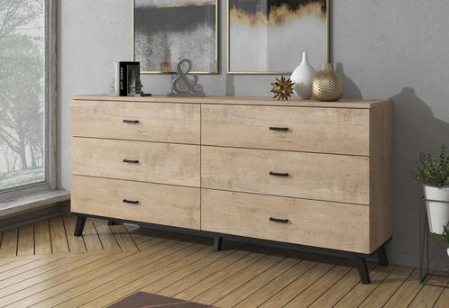 Dressoir - Eiken - Zwart - 181x40x84 - Opbergkast - Modern, Huis en Inrichting, Kasten | Dressoirs, 25 tot 50 cm, Nieuw, 150 tot 200 cm