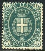 Italië 1889 - Groen 5 cent embleem met print op een effen, Timbres & Monnaies, Timbres | Europe | Italie
