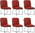 Set van 6 Rode leren industriële design eetkamerstoelen -, Huis en Inrichting, Stoelen, Nieuw, Vijf, Zes of meer stoelen, Modern