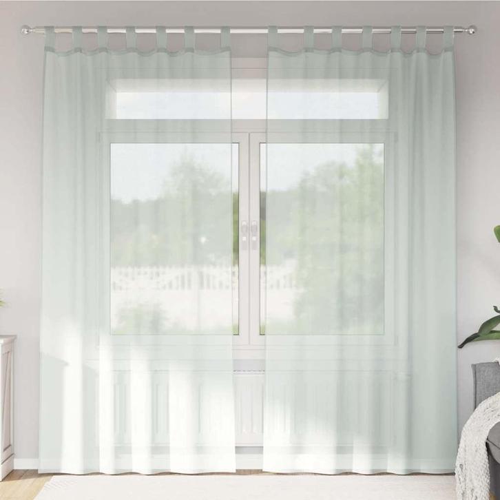 vidaXL Gordijnen voile met lussen 2 st 140x225 cm lichtgrijs, Huis en Inrichting, Stoffering | Gordijnen en Lamellen, Nieuw, Verzenden