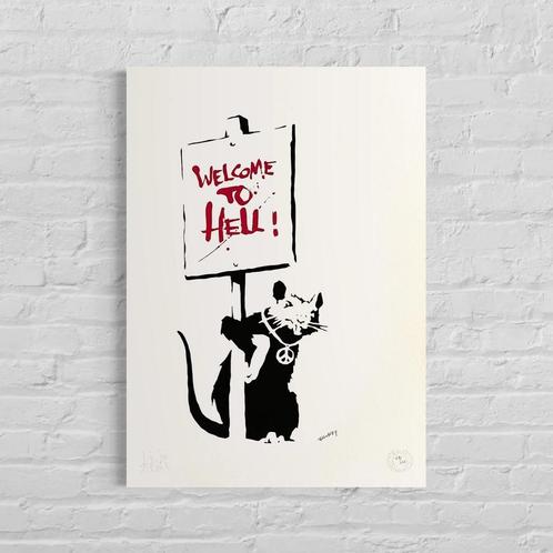 Genummerde Editie BANKSY Welcome To Hell, Antiek en Kunst, Kunst | Litho's en Zeefdrukken, Verzenden