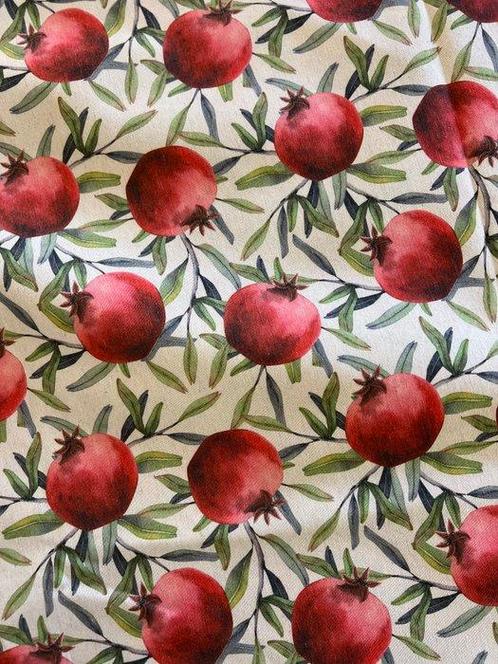 prachtige linnenmix - Boerderij met granaatappels - Textiel, Antiek en Kunst, Curiosa en Brocante