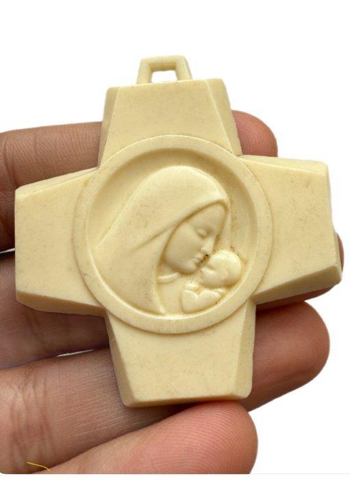 Heilige Reliek: Kruisbeeld Mystieke Moederschap in ivoren, Antiek en Kunst, Curiosa en Brocante