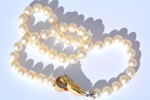 Collier - 18 carats Or blanc Perle - Diamant, Handtassen en Accessoires, Kettingen