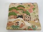 Fukuro Obi ancien – Soie pure – Motifs de grues et de fleurs, Antiek en Kunst