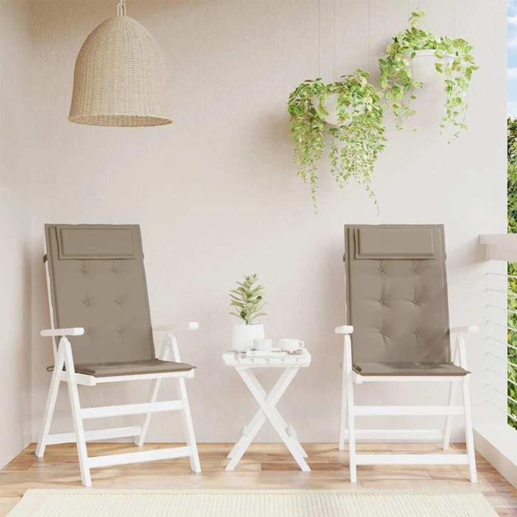 vidaXL Stoelkussens 2 st hoge rug oxford stof taupe, Huis en Inrichting, Woonaccessoires | Kussens, Nieuw, Verzenden