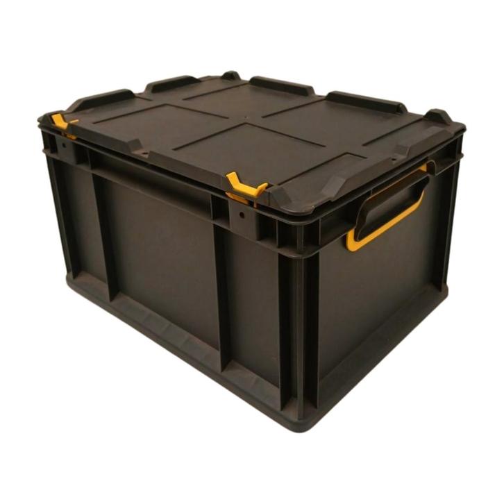 Stapelbak met scharnierdeksel 400x300x220 mm PP05 zwart, Zakelijke goederen, Kantoor en Winkelinrichting | Magazijn, Stelling en Opslag