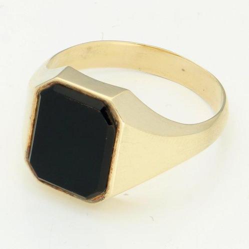 Ring - 14 karaat Geel goud - Onyx, Handtassen en Accessoires, Ringen