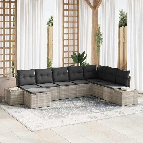 vidaXL Tuinbank Set met kussen 8 pcs Poly rattan, Tuin en Terras, Tuinsets en Loungesets, Nieuw, Verzenden
