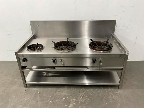 Van Holten RVS Wokfornuis 3-pits, Zakelijke goederen, Horeca | Keukenapparatuur, Gebruikt, Fornuis, Frituur en Grillen, Ophalen of Verzenden