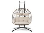 Veiling - Juskys Polyrotan Dubbele Hangstoel Aria - Beige, Nieuw