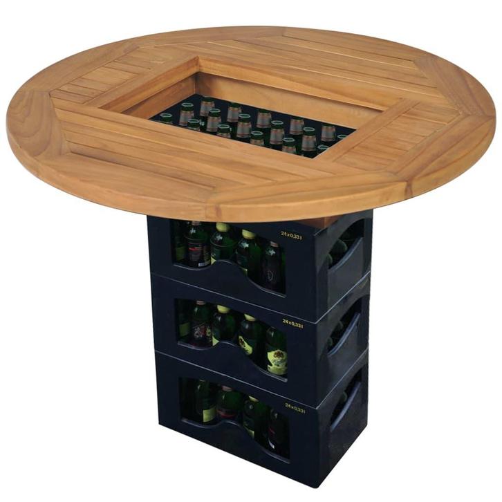vidaXL Tafelblad voor bierkrat 70 cm teakhout, Huis en Inrichting, Tafelonderdelen, Nieuw, Verzenden