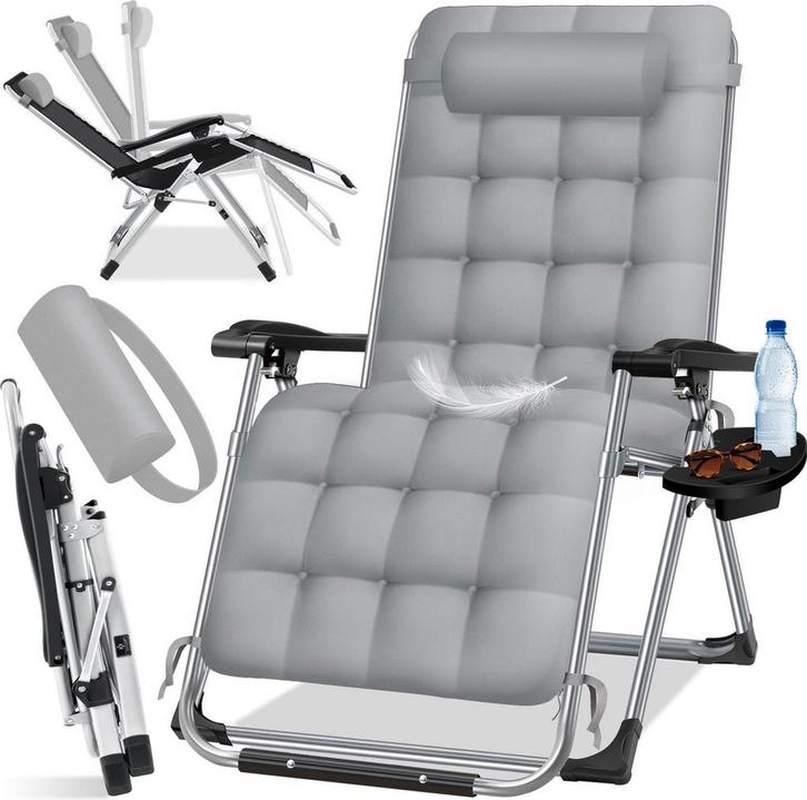 Tuinstoel - Ligstoel - Verstelbaar - Opvouwbaar - Grijs - KE, Tuin en Terras, Ligbedden, Nieuw, Verzenden