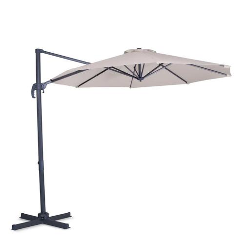 Parasol Bardolino Ø300cm – Zweefparasol | Beige, Tuin en Terras, Parasols, Nieuw, Verzenden