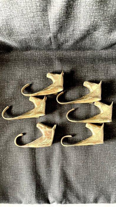 Kapstok (6) - Rustiek/equestre - Verguld messing, Antiek en Kunst, Curiosa en Brocante