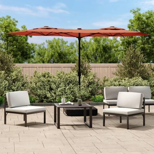 vidaXL Parasol dubbel dak 316x145 cm terracottakleurig, Tuin en Terras, Parasols, Nieuw, Verzenden