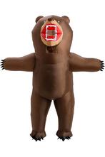 KIMU® Opblaas Kostuum Grizzlybeer Opblaasbaar Pak Berenpak M, Ophalen of Verzenden, Nieuw