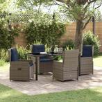 vidaXL Tuin Eettafel Set 5 pcs Grijs Poly rattan, Verzenden, Nieuw